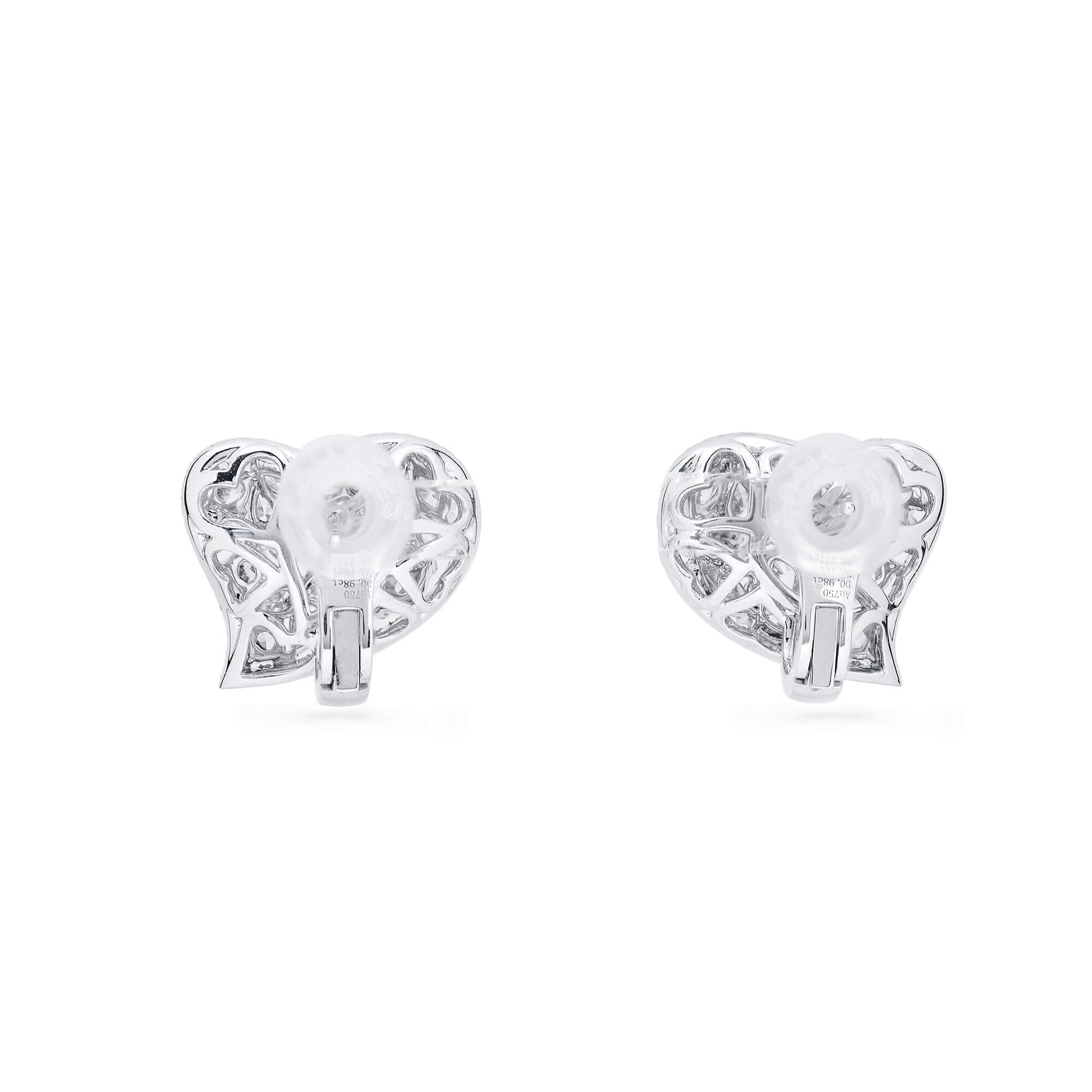 Very Light Pink & White Diamond Stud Earrings, 18K White Gold, 4.0 Ct. TW