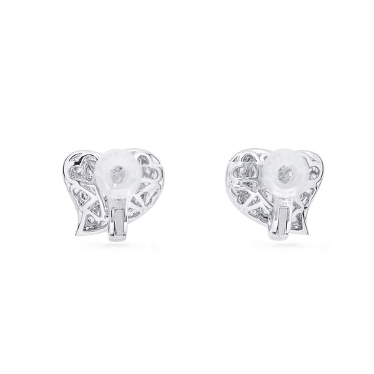 Very Light Pink & White Diamond Stud Earrings, 18K White Gold, 4.0 Ct. TW