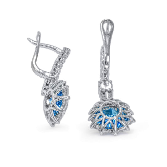 Natural Blue Tourmaline Earrings, 7.14 Ct. TW