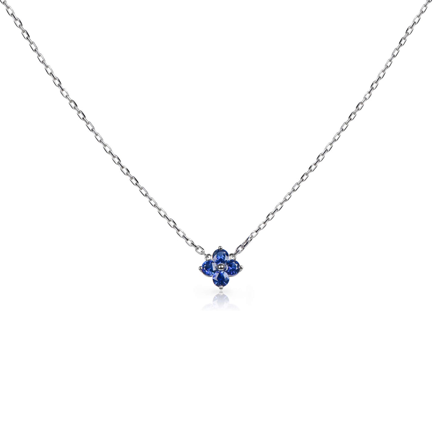 Natural 0.52 Ct. TW Sapphire Clover Pendant, 14K White Gold