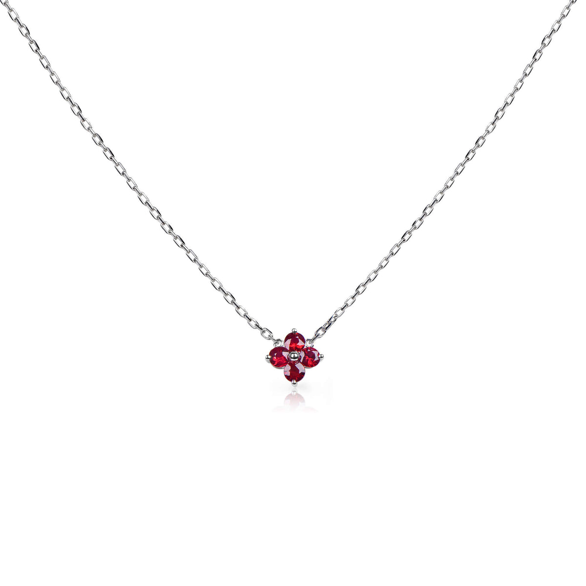 Natural 0.57 Ct. TW Ruby Clover Pendant in White Gold, 14K White Gold, 18K White Gold