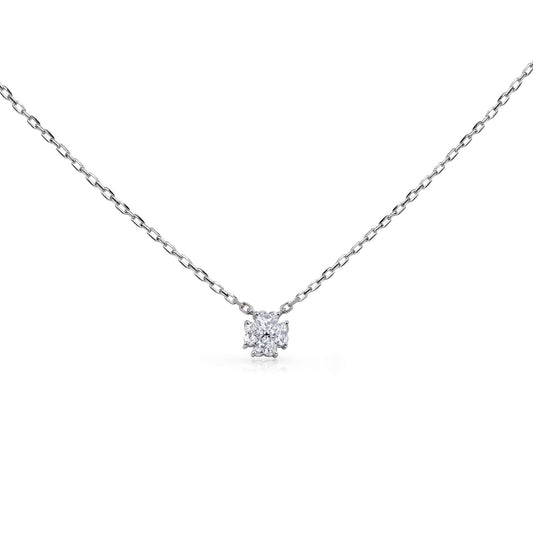 Natural 0.37 Ct. TW Heart-Shaped Diamond Clover Pendant, 14K White Gold
