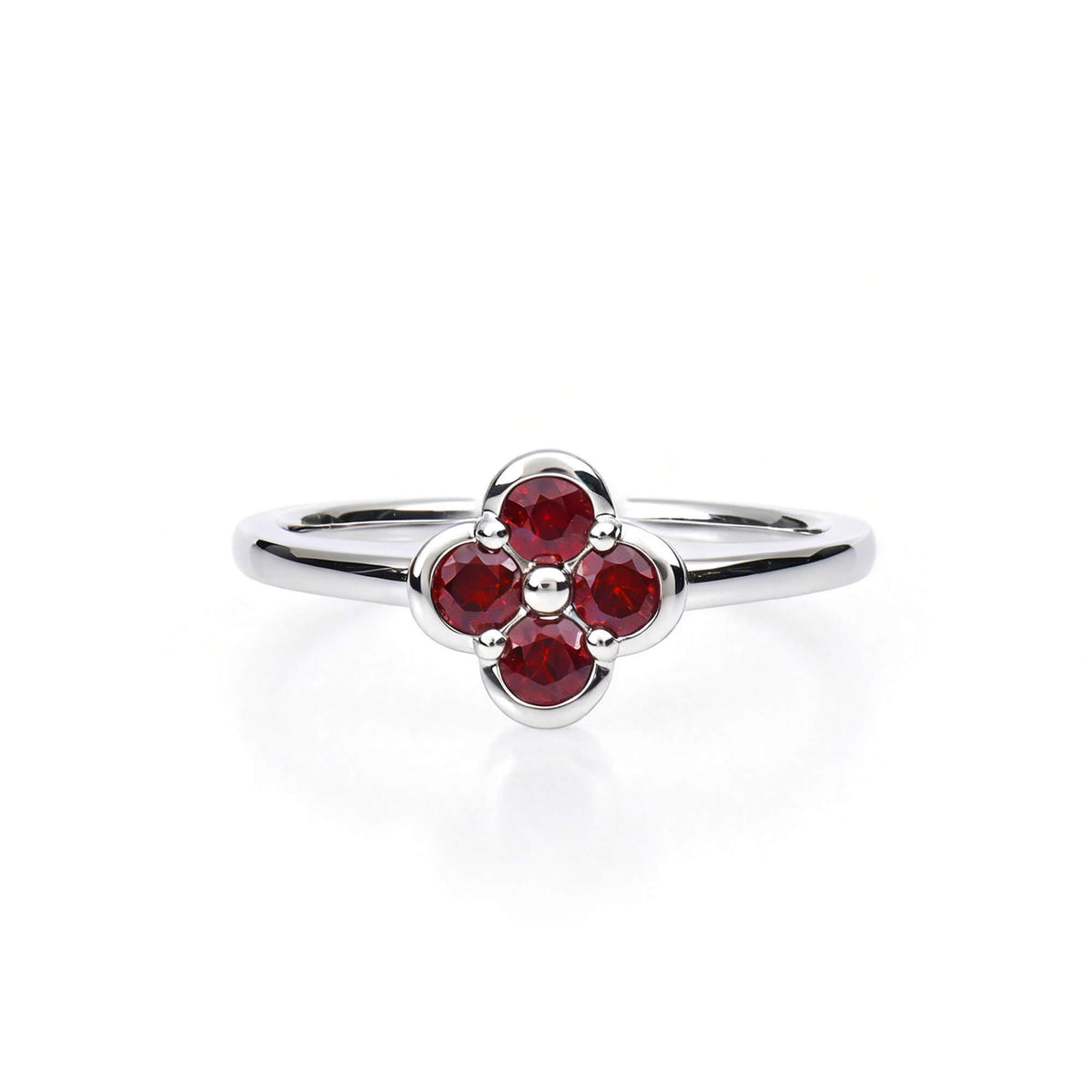 Natural 0.41 Ct. TW Ruby Clover Ring in White Gold, 14K White Gold, 18K White Gold