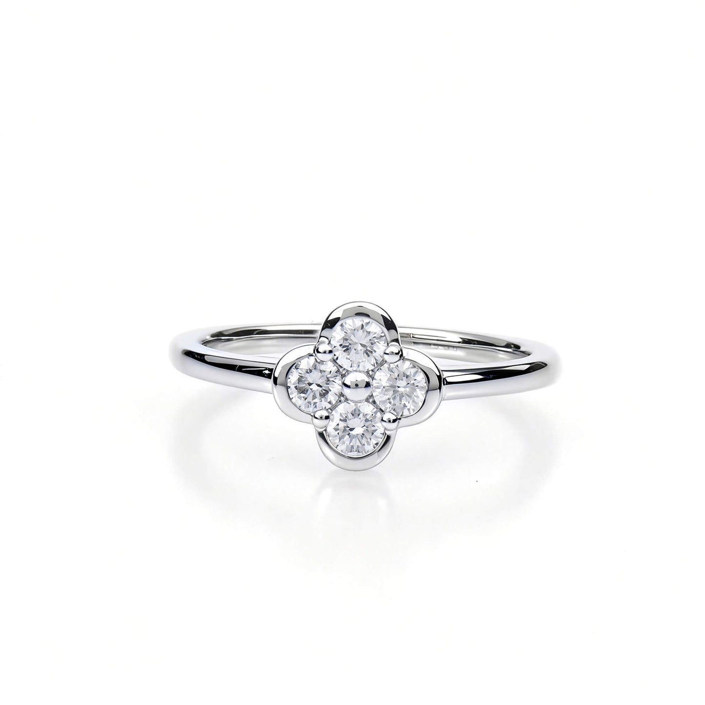 Natural 0.33 Ct. TW Diamond Clover Ring, 14K White Gold