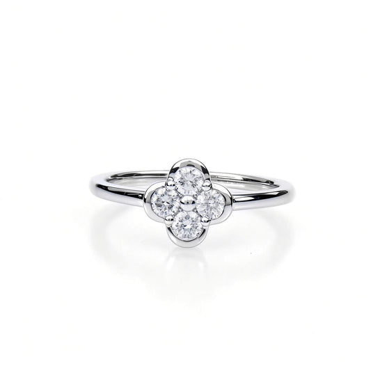 Natural 0.33 Ct. TW Diamond Clover Ring, 14K White Gold