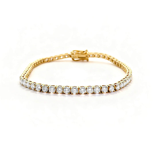 Natural 5.50 Ct. TW Round-Cut Diamond Bracelet, 14K Yellow Gold