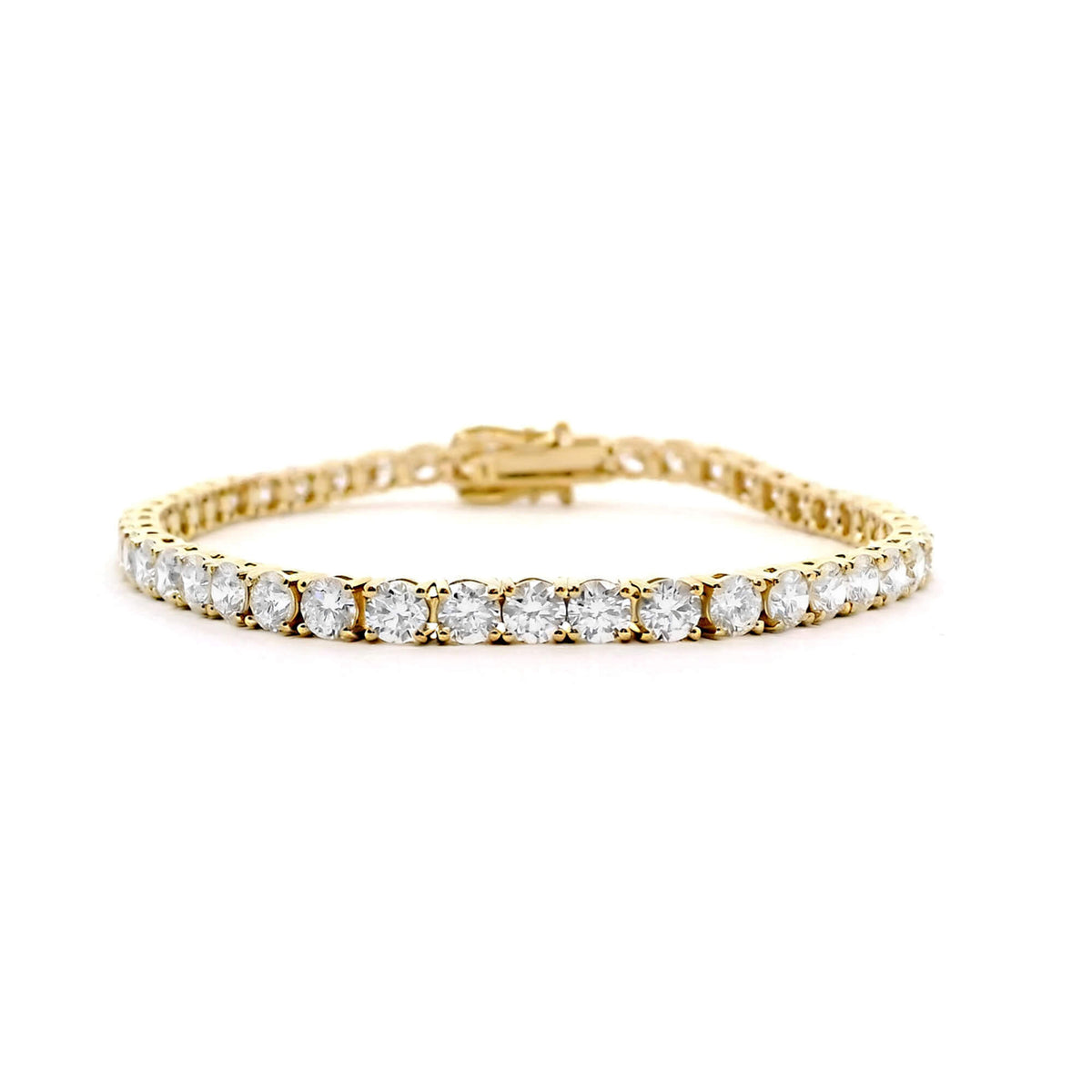 Natural 7.95 Ct. TW Round-Cut Diamond Tennis Bracelet, 14K Yellow Gold