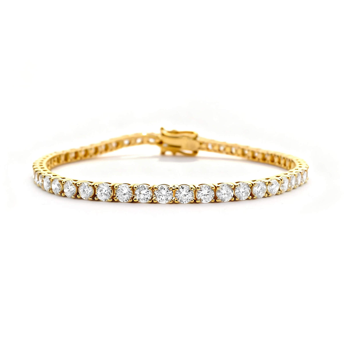 Natural 5.71 Ct. TW Round-Cut Diamond Tennis Bracelet, 14K Yellow Gold