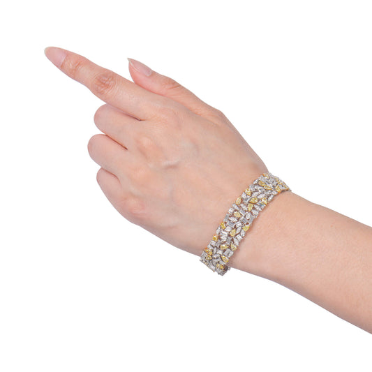 Fancy Yellow Diamond Bracelet, 18.64 Ct. TW, Mix shape