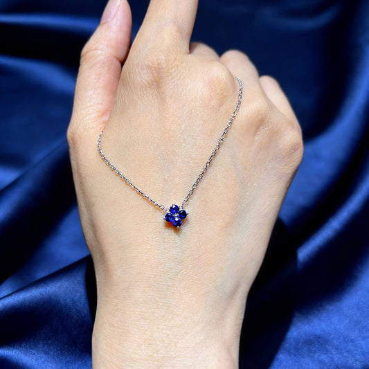 Natural 0.52 Ct. TW Sapphire Clover Pendant, 14K White Gold