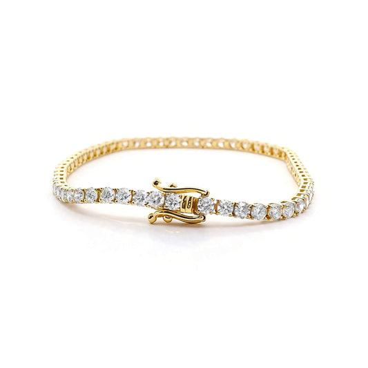 Natural 5.50 Ct. TW Round-Cut Diamond Bracelet, 14K Yellow Gold