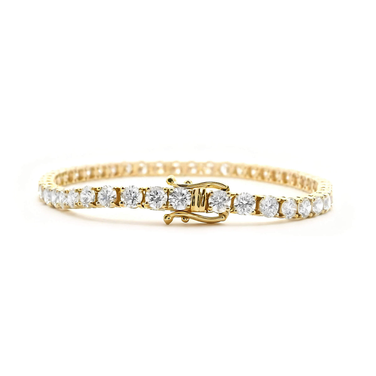 Natural 7.95 Ct. TW Round-Cut Diamond Tennis Bracelet, 14K Yellow Gold