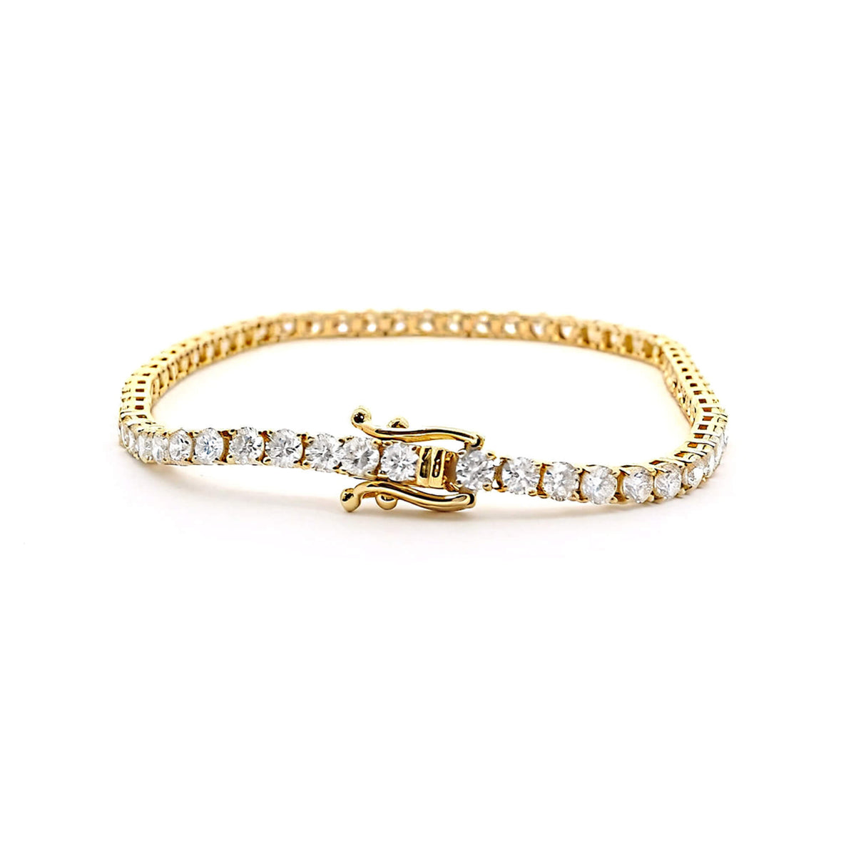 Natural 4.91 Ct. TW Round-Cut Diamond Tennis Bracelet, 14K Yellow Gold