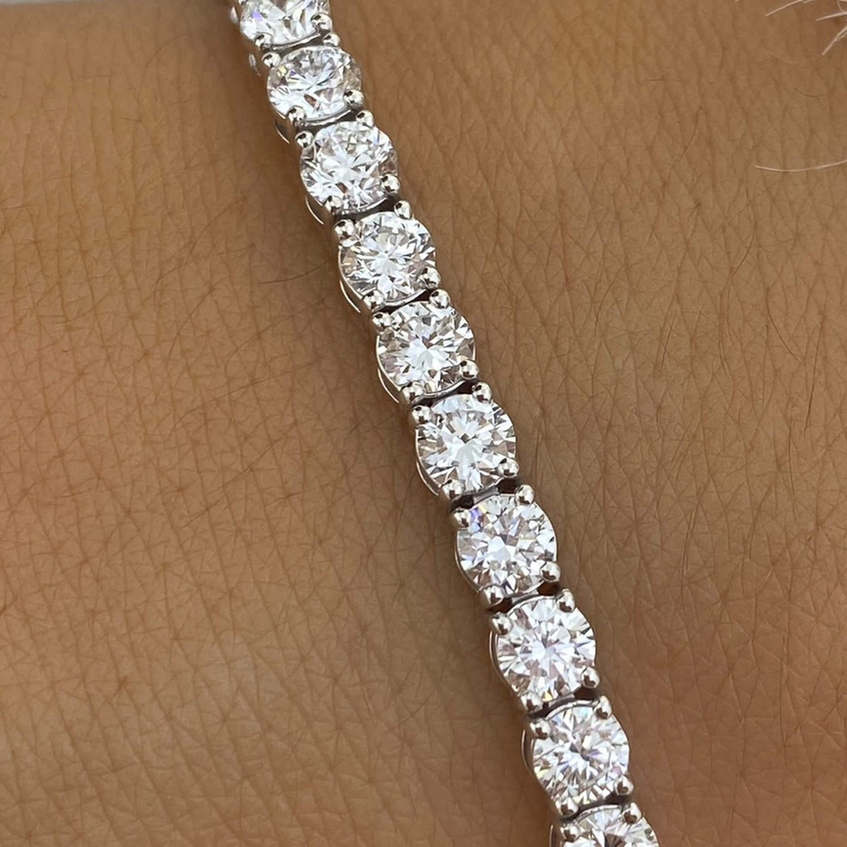 Natural 7.56 Ct. TW Diamond Tennis Bracelet, 14K White Gold