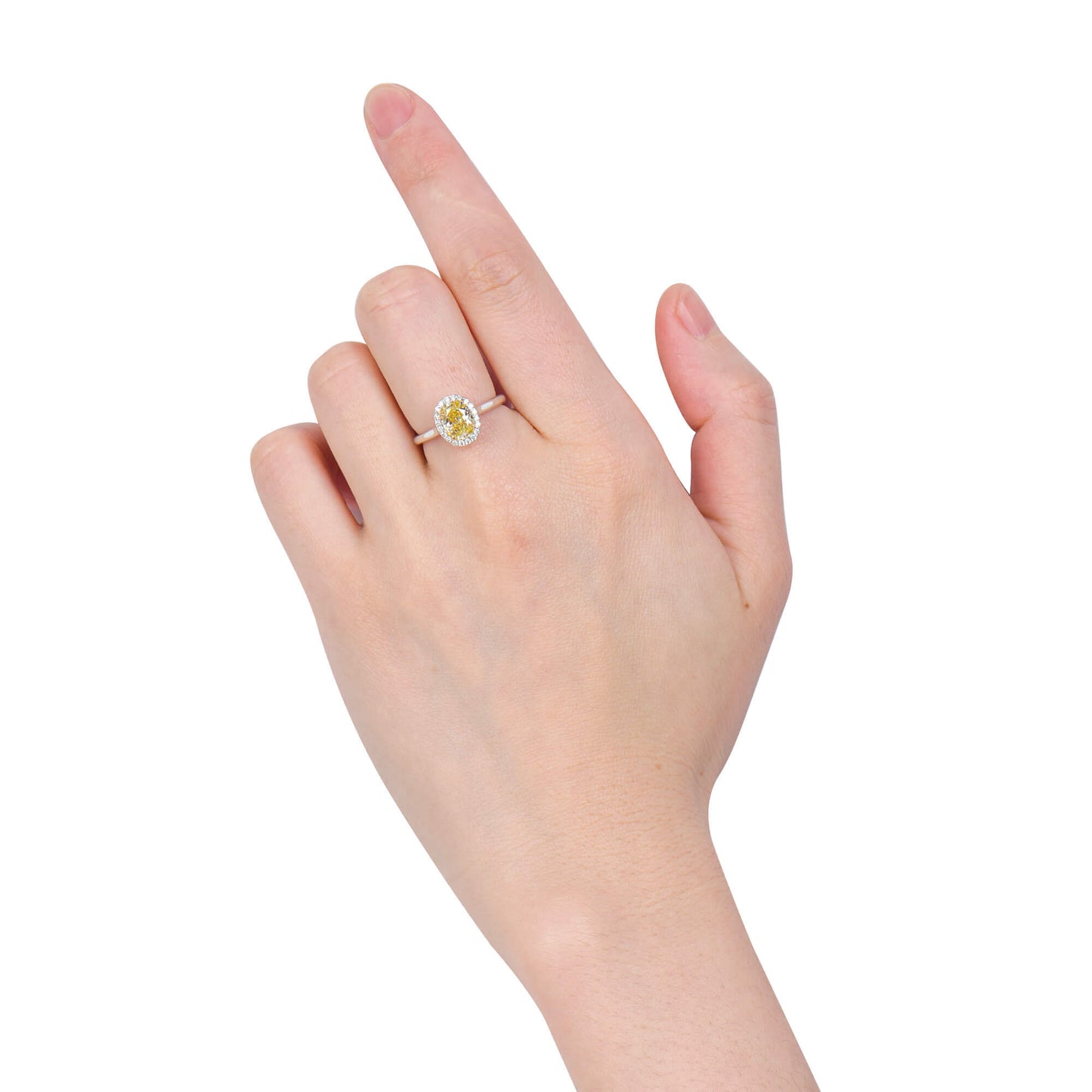 Fancy Yellow Diamond Ring, 1.56 Ct. (1.70 Ct. TW), Oval Shape, 2151850400