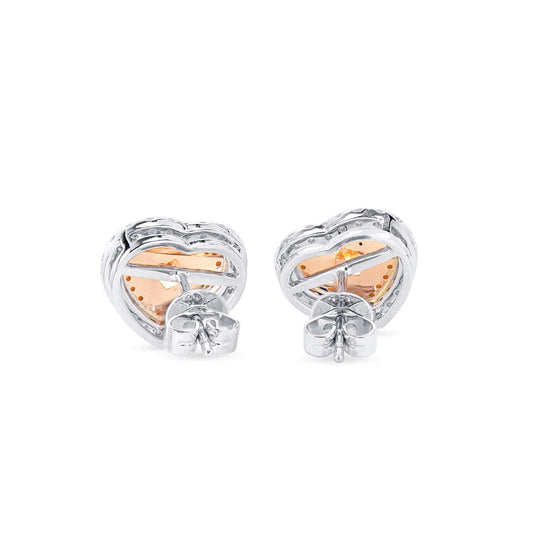 Natural Fancy Yellow & White Cluster Earrings, 18K White & Yellow Gold, Heart Shape, 2.60 Ct. TW