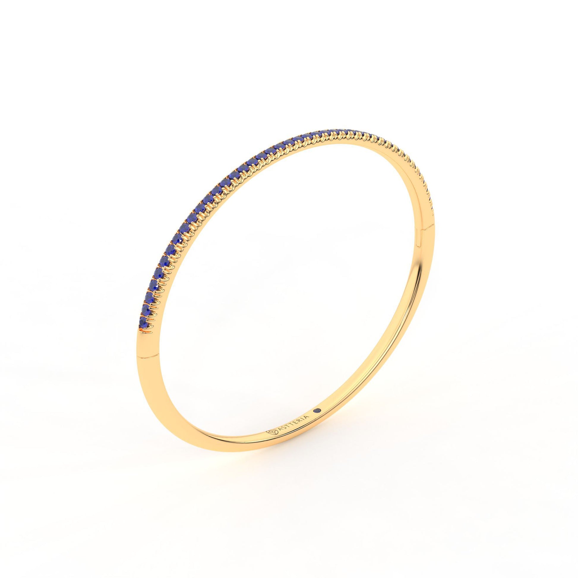 Centuria™ Bangle with Half Pavé blue sapphire, 14K yellow gold, 18K yellow gold