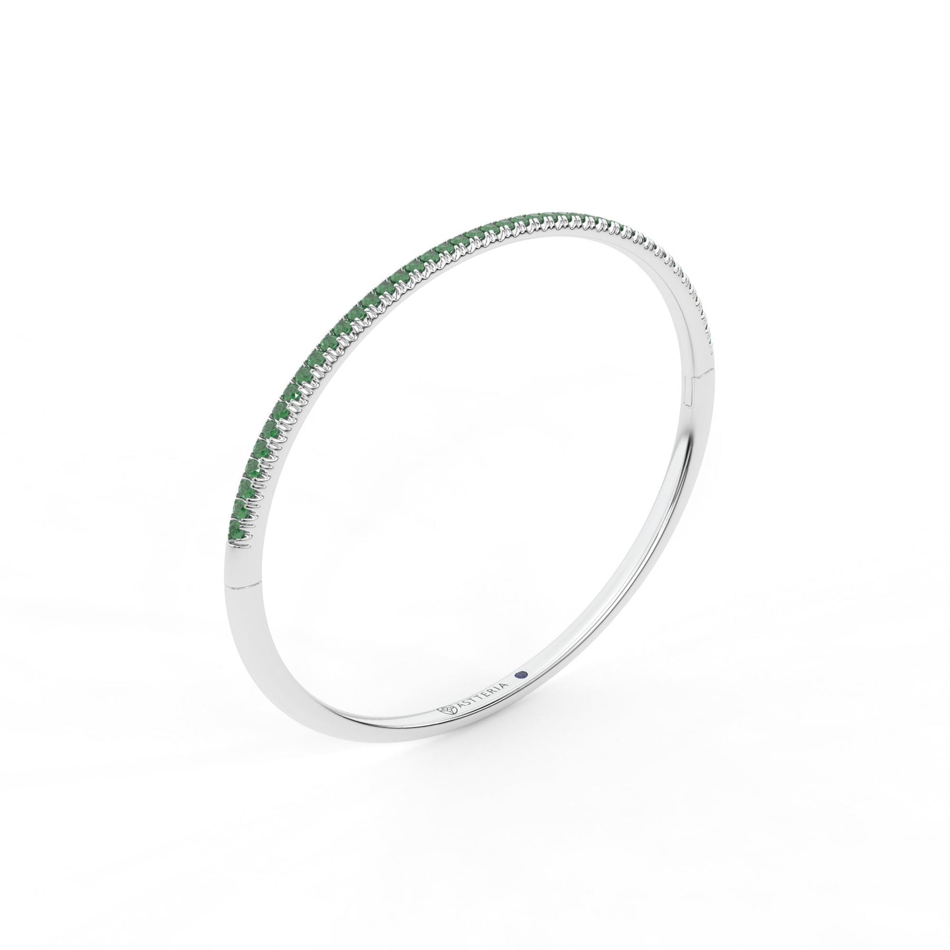 Centuria™ Bangle with Half Pavé emerald, 14K white gold, 18K white gold
