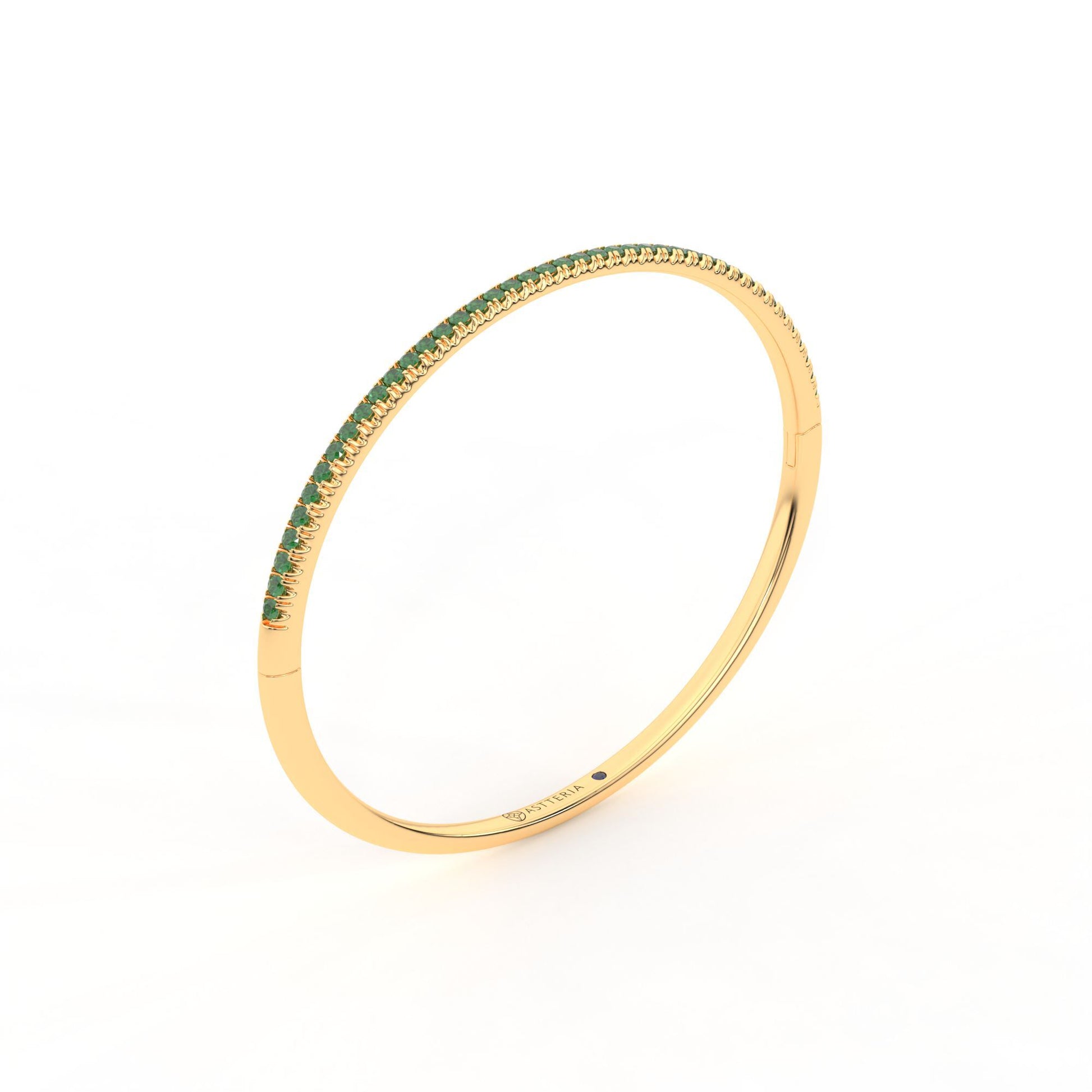 Centuria™ Bangle with Half Pavé emerald, 14K yellow gold, 18K yellow gold