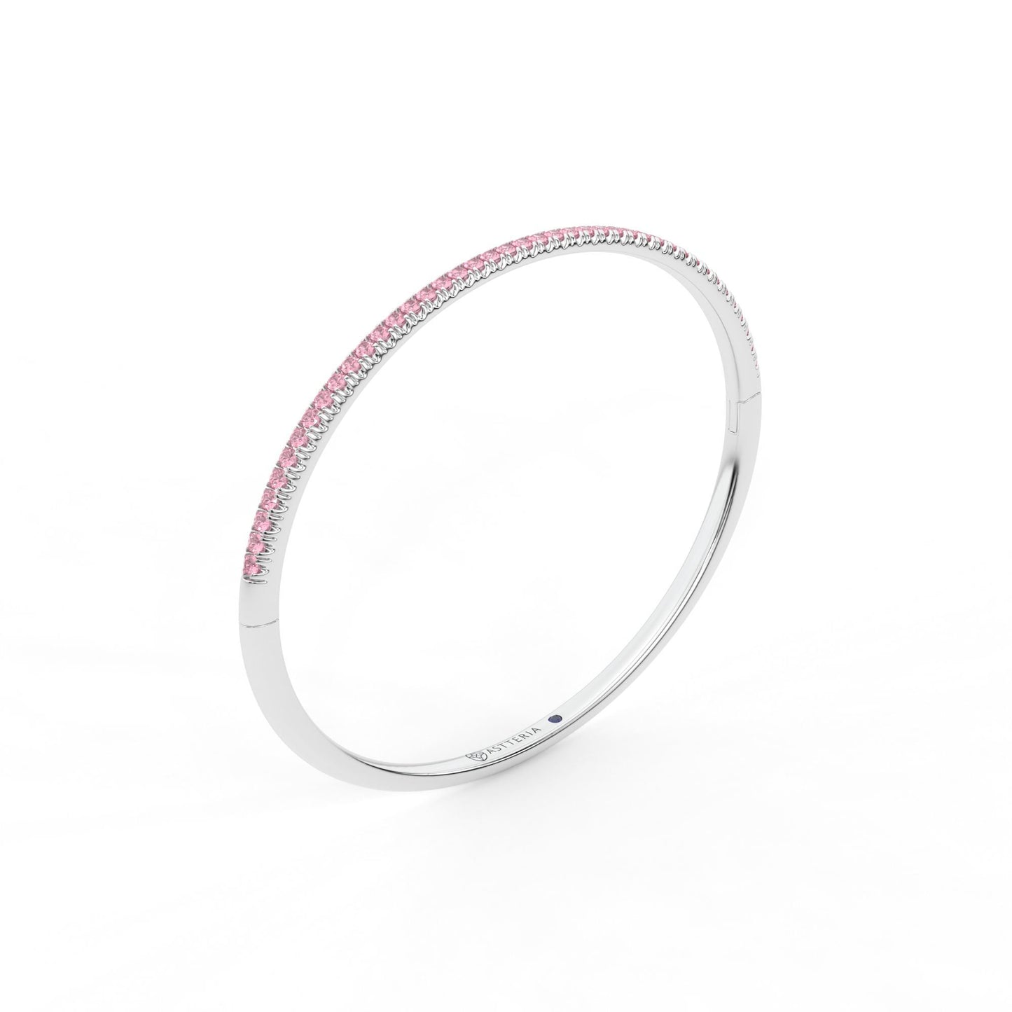 Centuria™ Bangle with Half Pavé pink sapphire, 14K white gold, 18K white gold