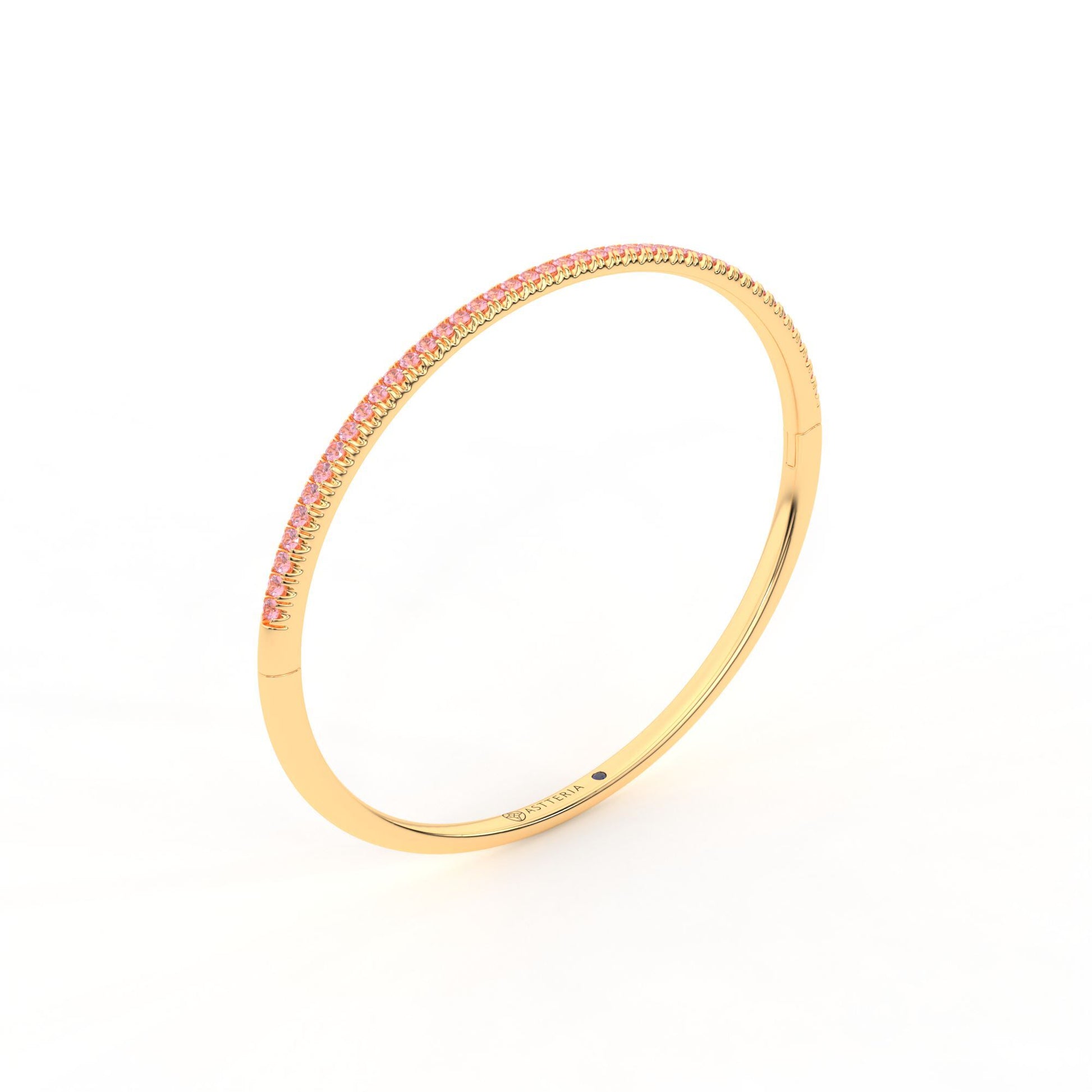 Centuria™ Bangle with Half Pavé pink sapphire, 14K yellow gold, 18K yellow gold