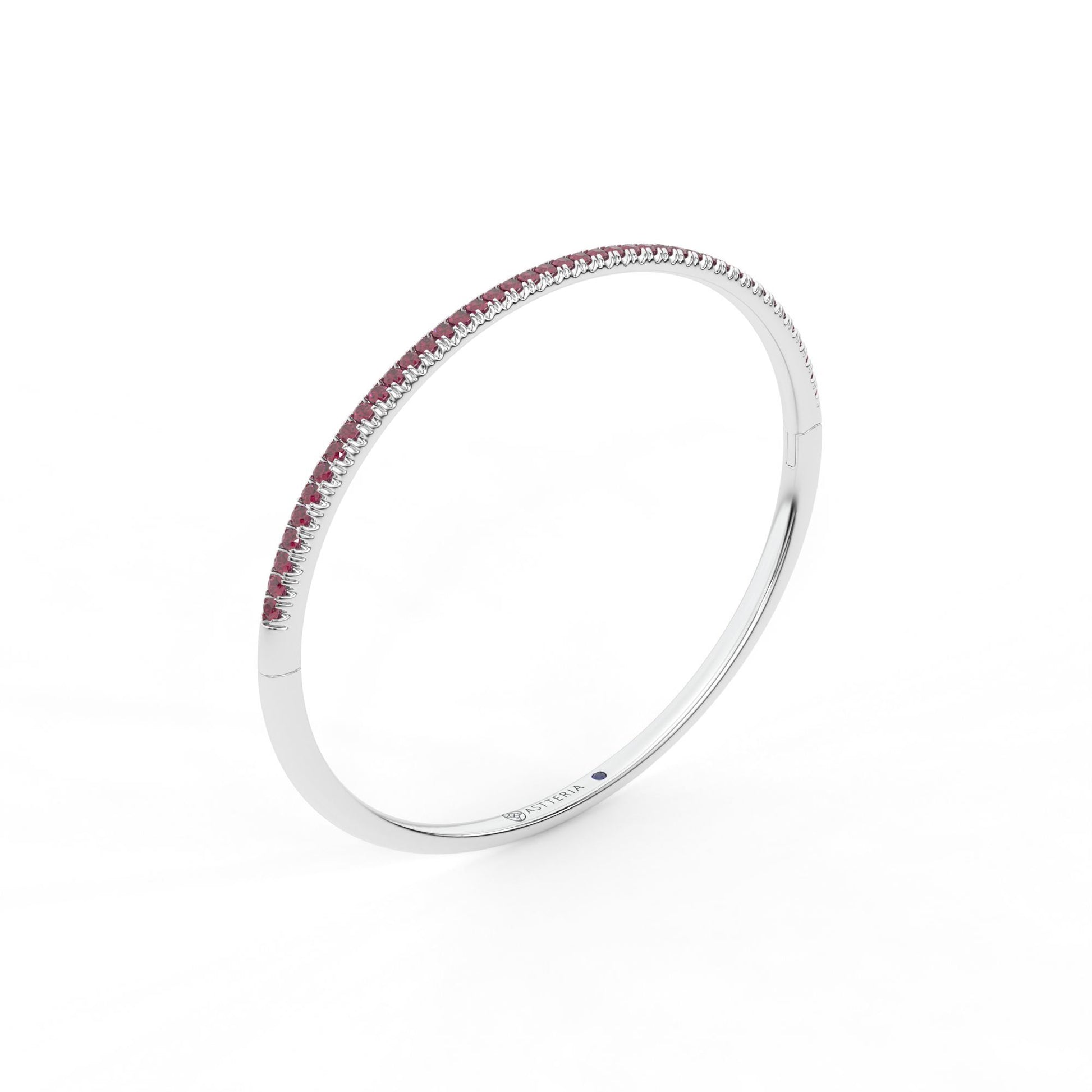 Centuria™ Bangle with Half Pavé ruby, 14K white gold, 18K white gold