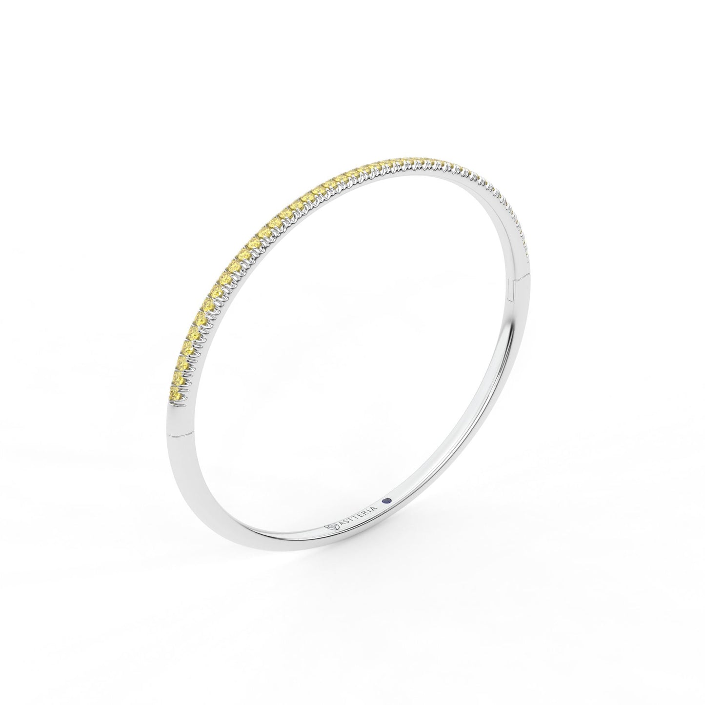 Centuria™ Bangle with Half Pavé yellow diamonds, 14K white gold, 18K white gold
