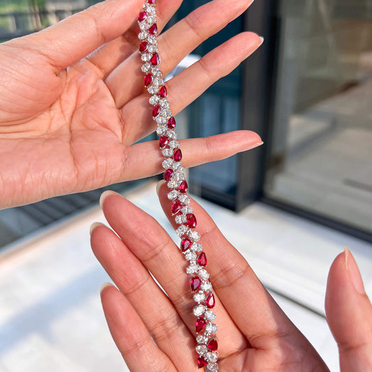 Natural Vivid Red Ruby Bracelet, 19.57 Ct. TW