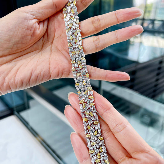 Fancy Yellow Diamond Bracelet, 18.64 Ct. TW, Mix shape