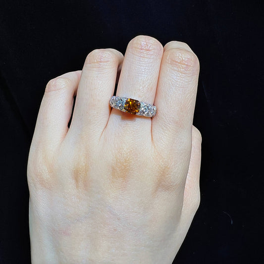Natural Fancy Deep Yellowish Orange Diamond Ring, 18K White Gold, Radiant Shape, 1.75 Ct. TW