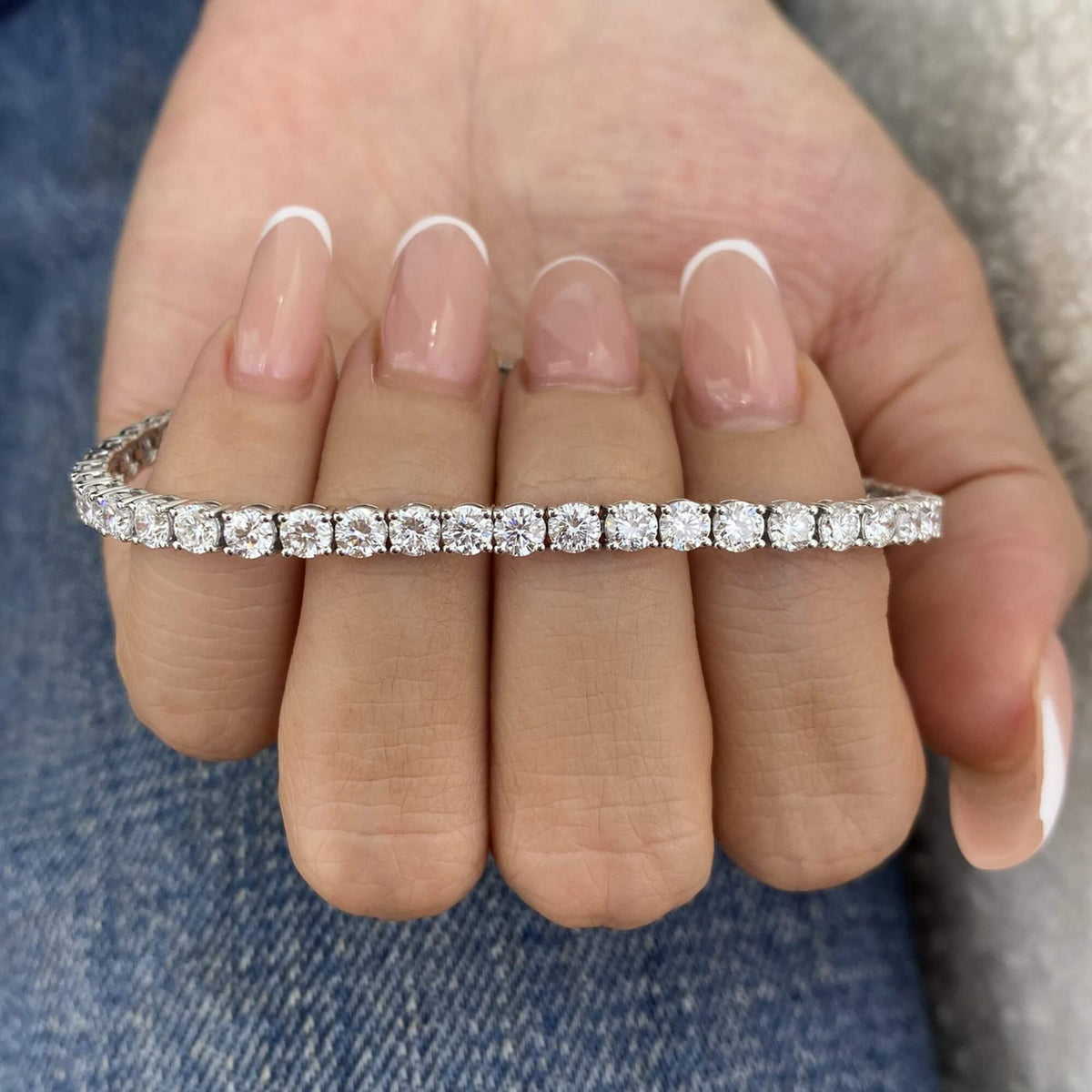 Natural 5.36 Ct. TW Diamond Tennis Bracelet, 14K White Gold