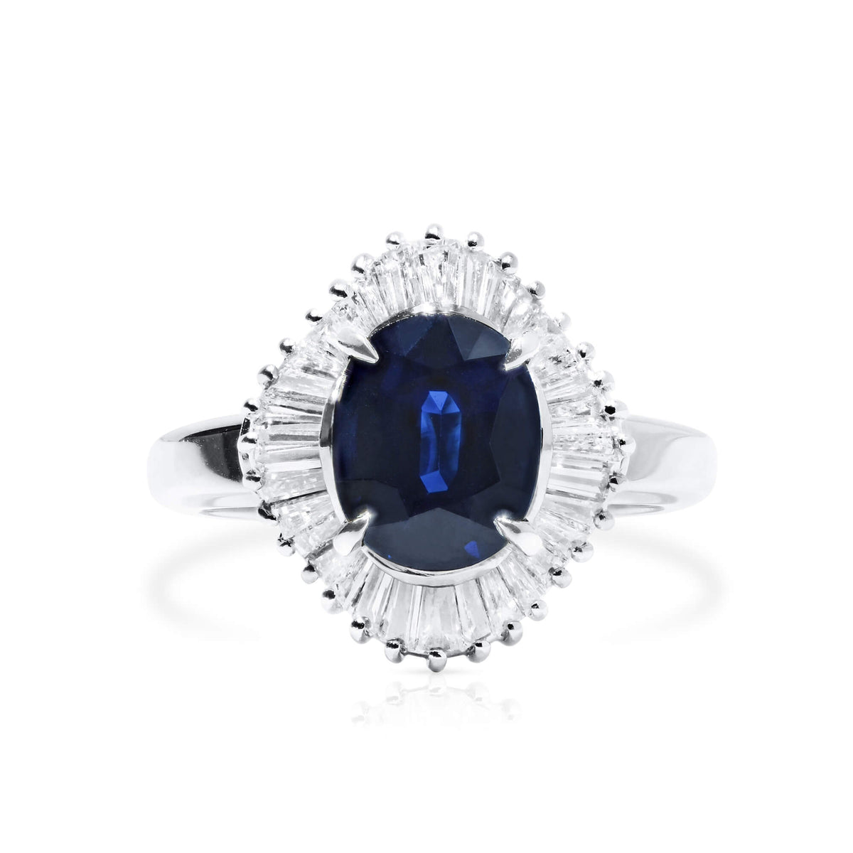 Natural 2.82 Ct. Oval-Cut Blue Sapphire & Diamond Halo Ring, 900 Platinum