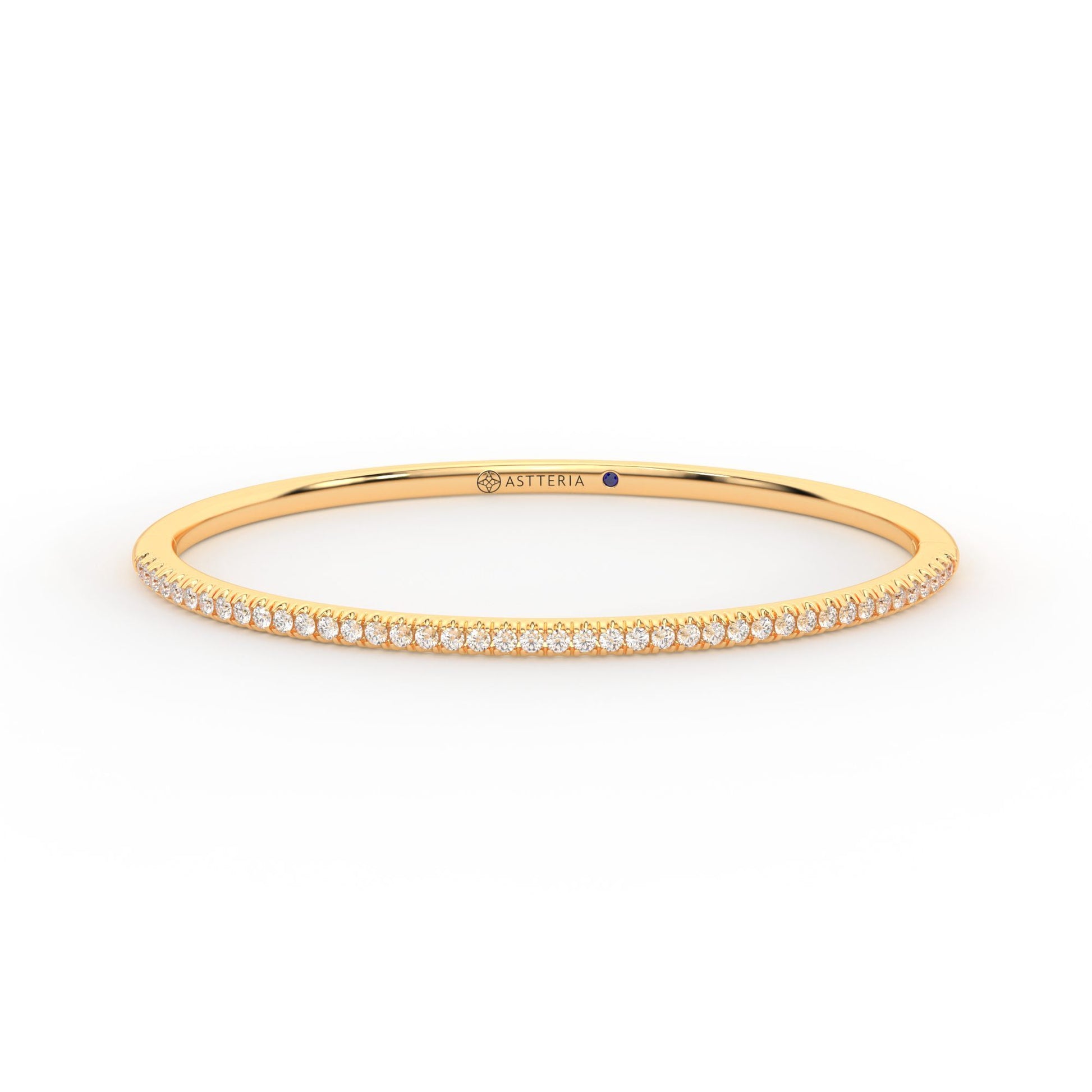 Centuria™ Bangle with Half Pavé White Diamonds, 14K yellow gold, 18K yellow gold