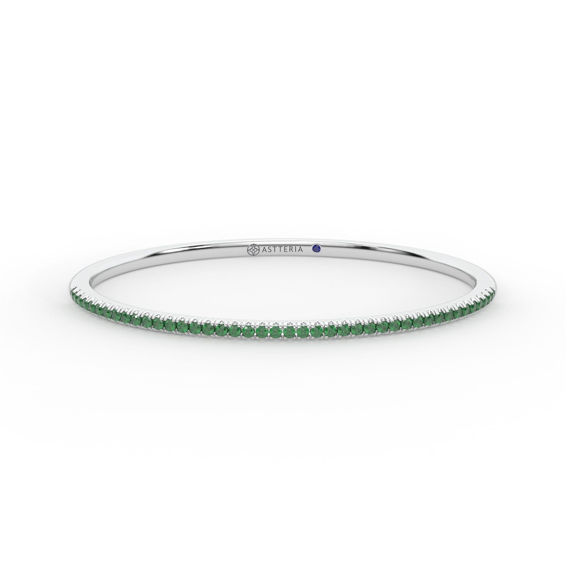 Centuria™ Bangle with Half Pavé emerald, 14K white gold, 18K white gold