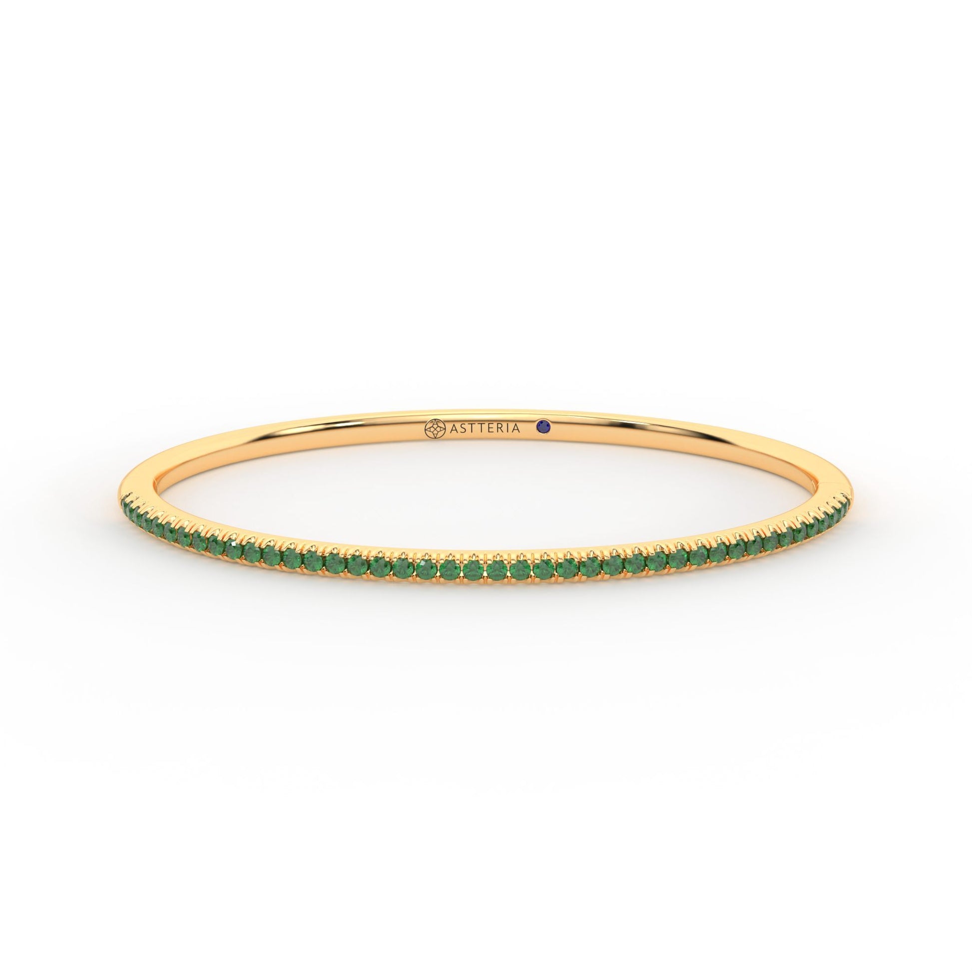 Centuria™ Bangle with Half Pavé emerald, 14K yellow gold, 18K yellow gold