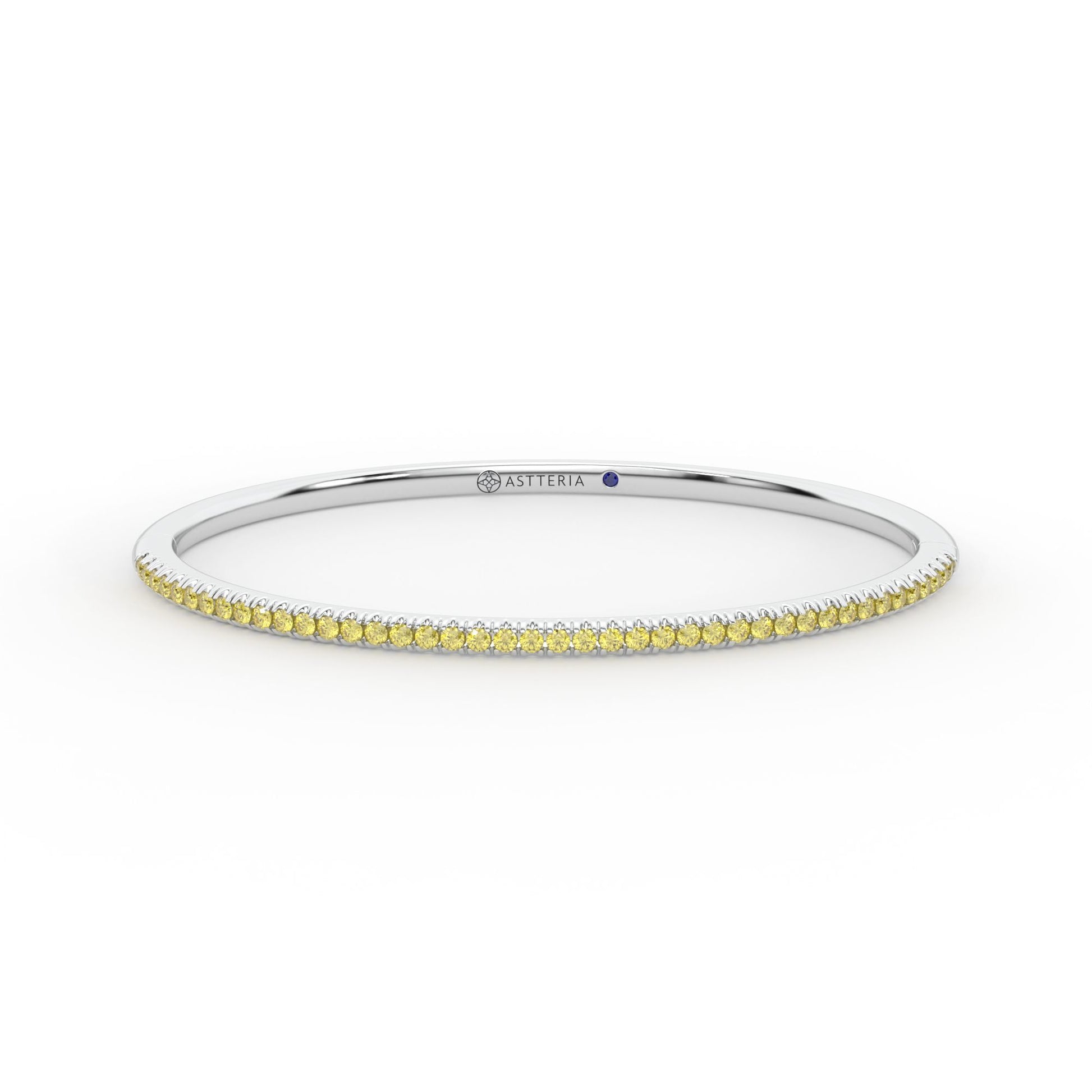 Centuria™ Bangle with Half Pavé yellow diamonds, 14K white gold, 18K white gold