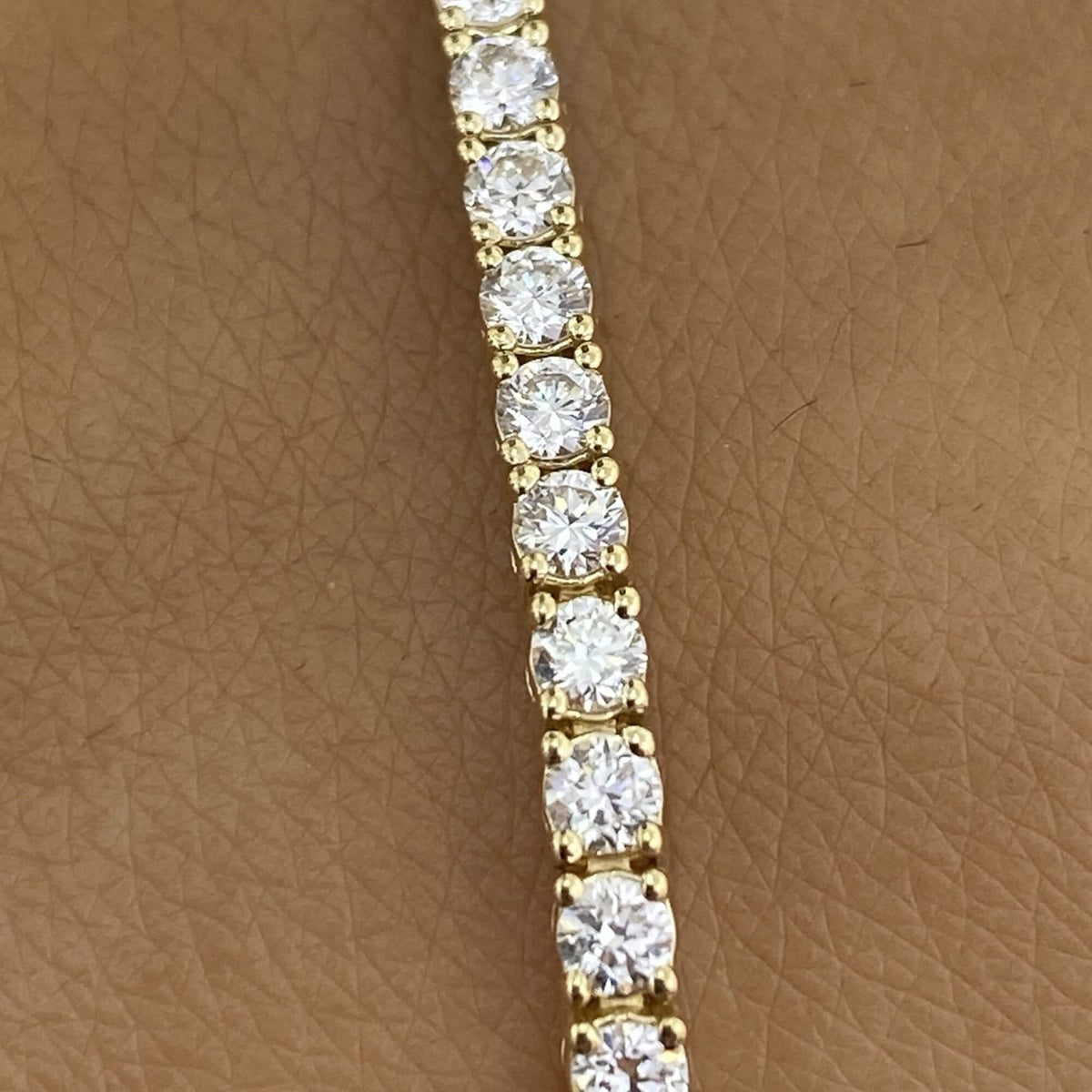Natural 4.91 Ct. TW Round-Cut Diamond Tennis Bracelet, 14K Yellow Gold