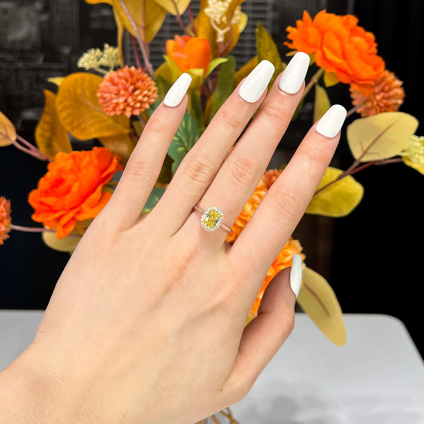 Fancy Yellow Diamond Ring, 1.56 Ct. (1.70 Ct. TW), Oval Shape, 2151850400