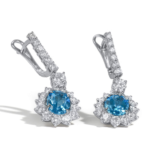 Natural Blue Tourmaline Earrings, 7.14 Ct. TW