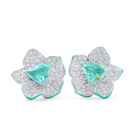 蓝钻耳环，总重7.16克拉，三角型，AIGS认证