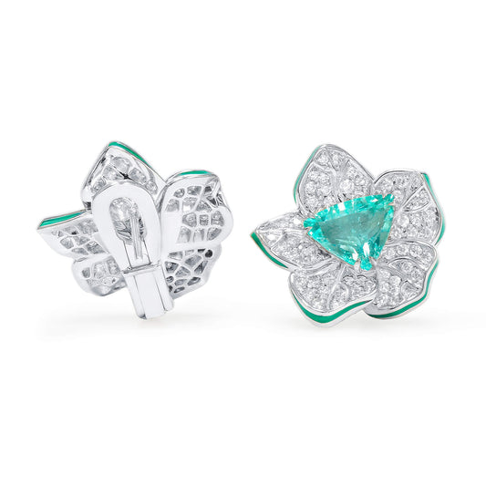 蓝钻耳环，总重7.16克拉，三角型，AIGS认证