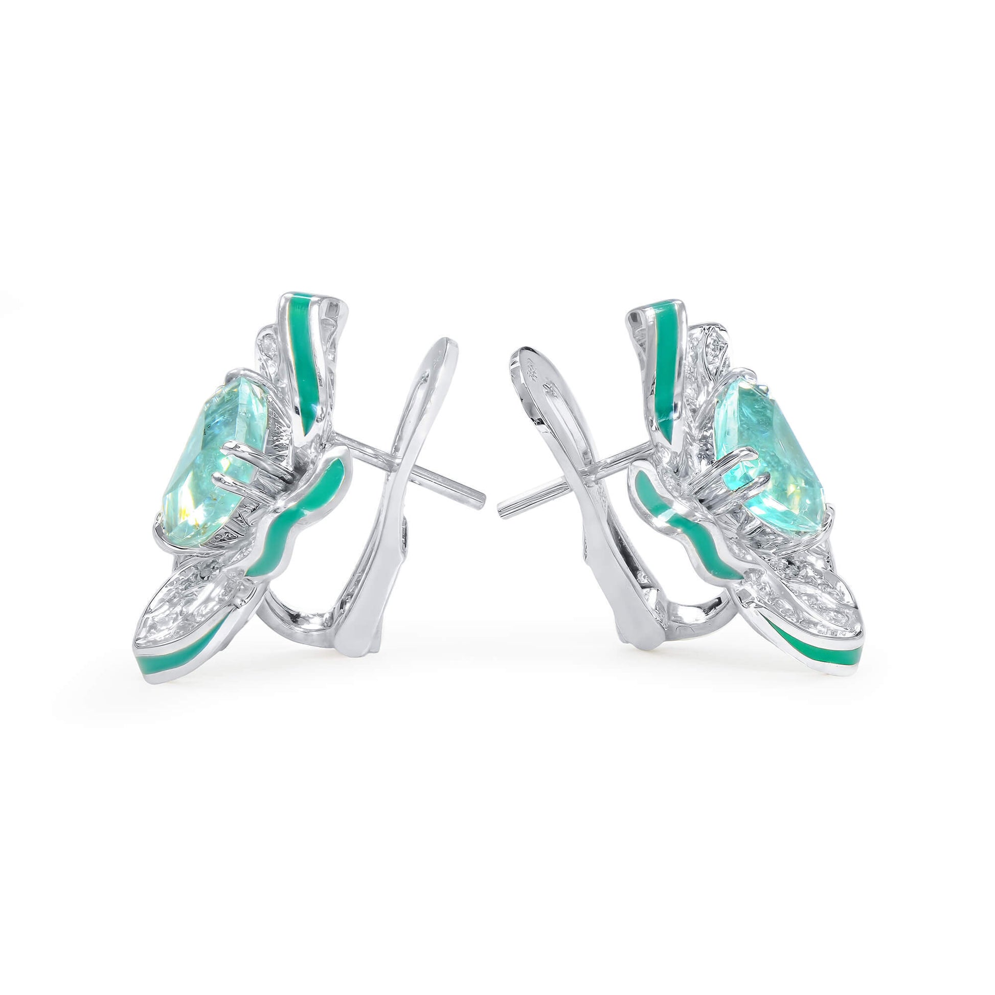 עגילי יהלום כחול, 7.16 קראט TW, צורת משולש, מוסמך AIGS