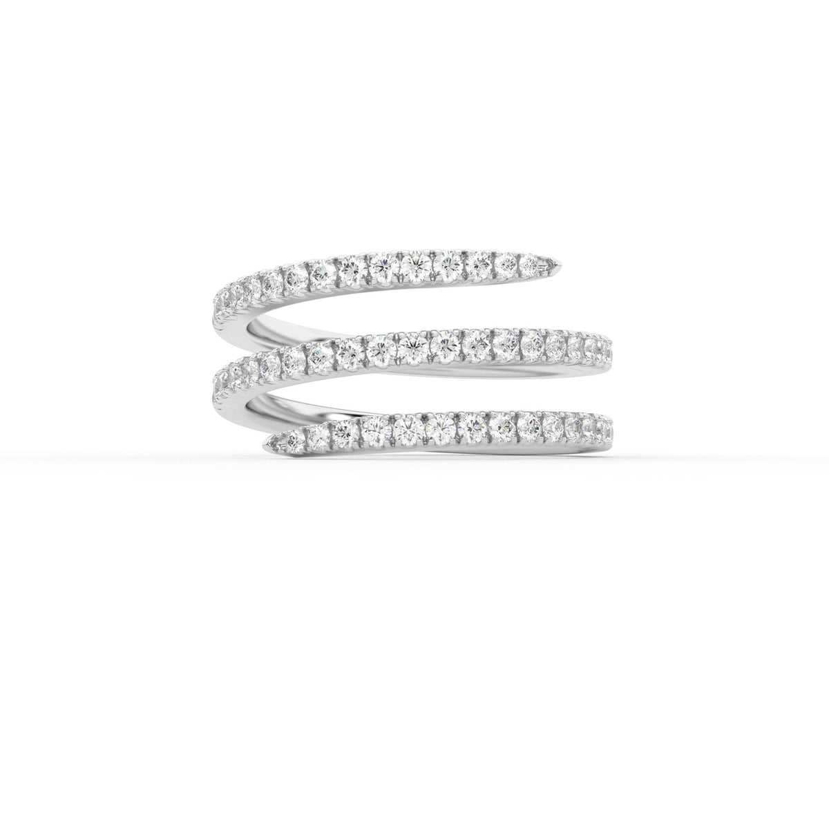 Centuria half eternity spiral diamond ring, 14K white gold, 18K white gold