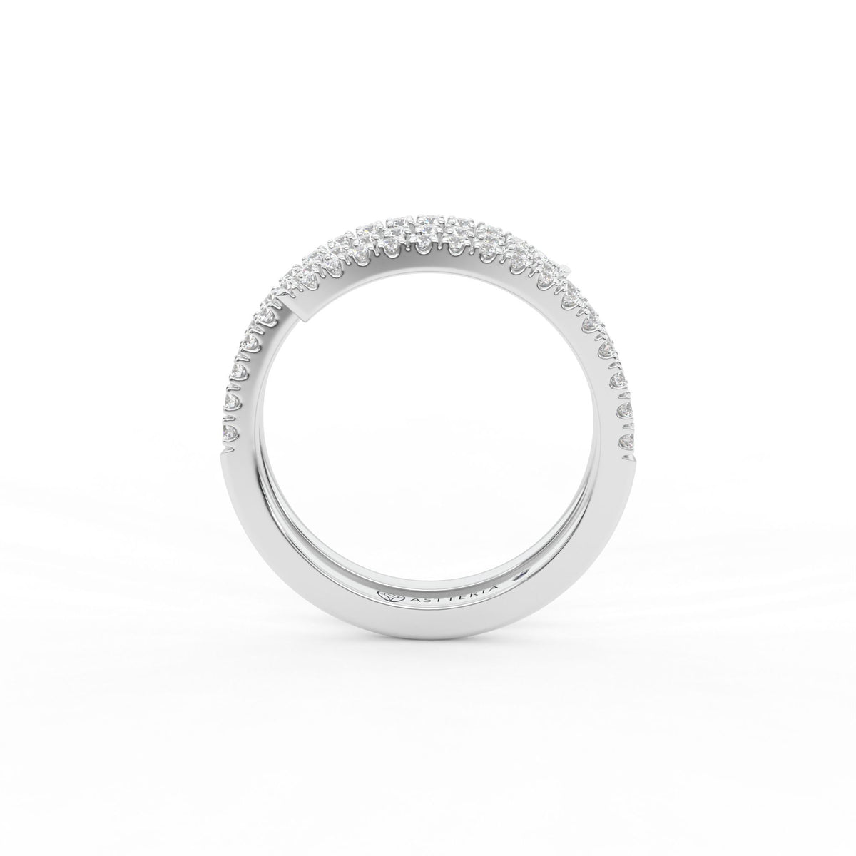 Centuria half eternity spiral diamond ring, 14K white gold, 18K white gold