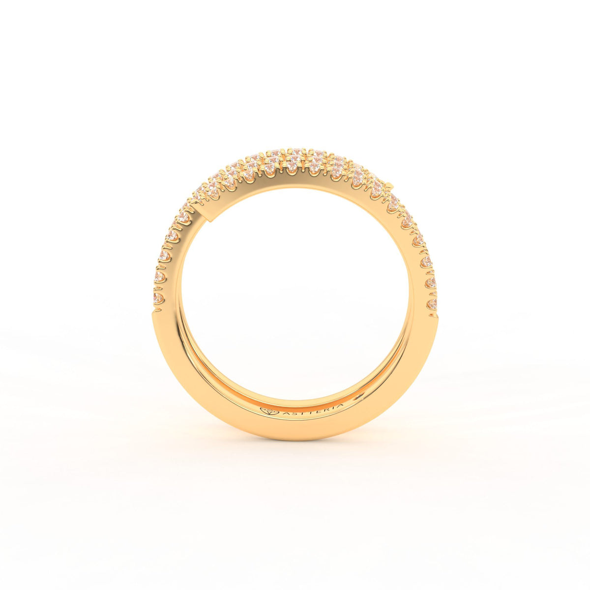 Centuria half eternity spiral diamond ring, 14K yellow gold, 18K yellow gold