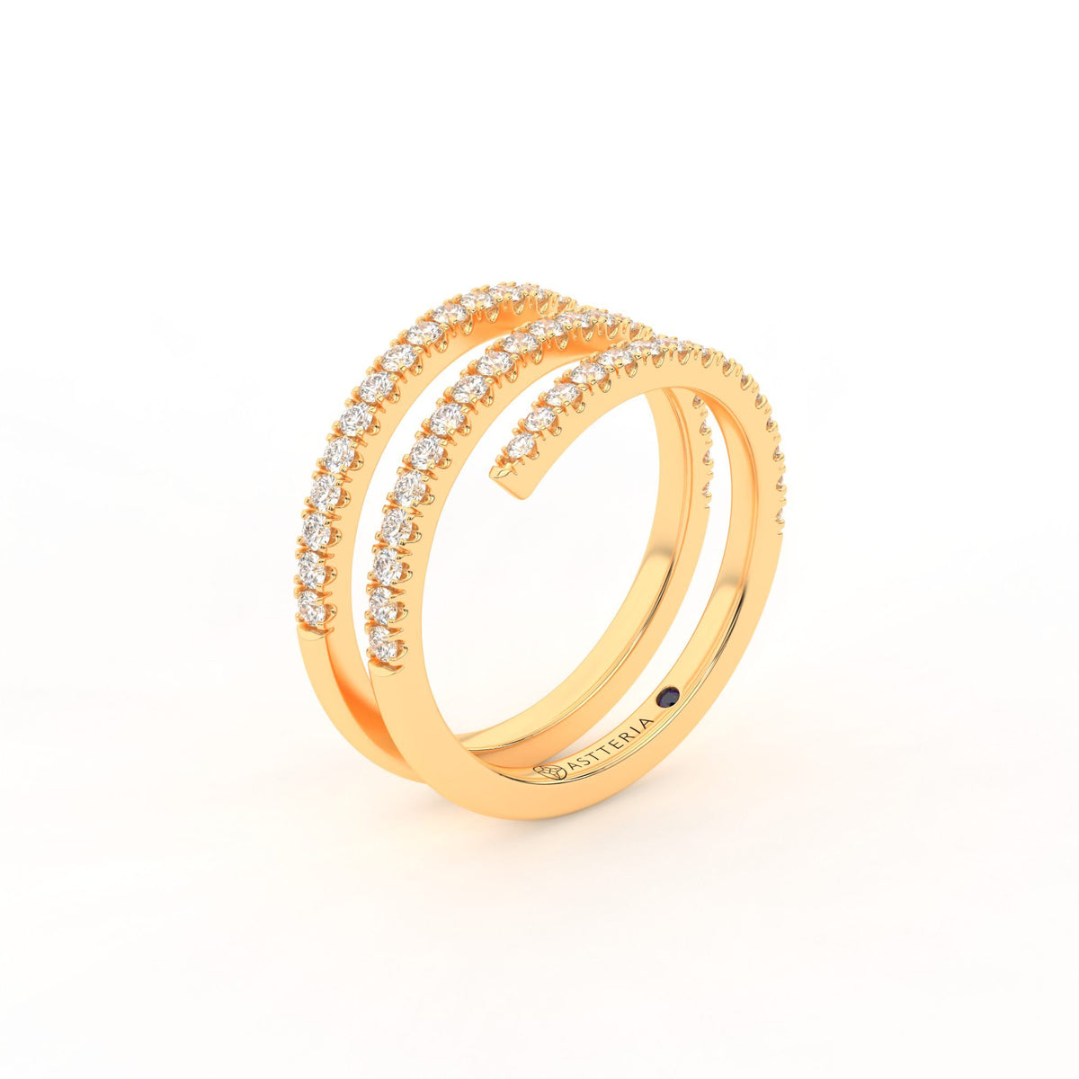 Centuria half eternity spiral diamond ring, 14K yellow gold, 18K yellow gold