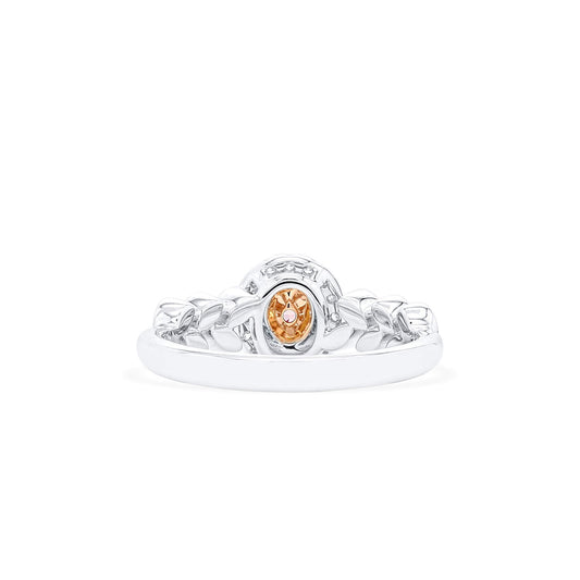 中彩 带棕橙色 粉钻戒指，总重0.38 克拉，椭圆形，GIA认证