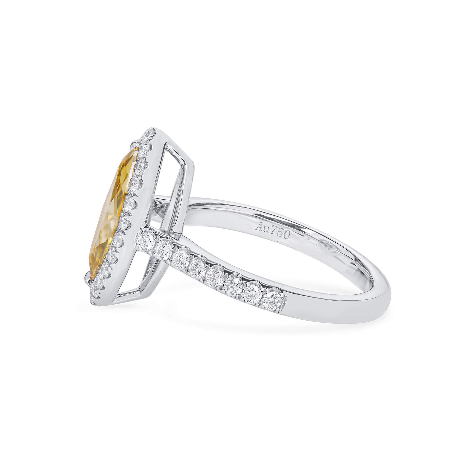 Natural Fancy Brownish Yellow Diamond Halo Ring, 18K White Gold, Marquise Shape, 2.49 Ct. TW