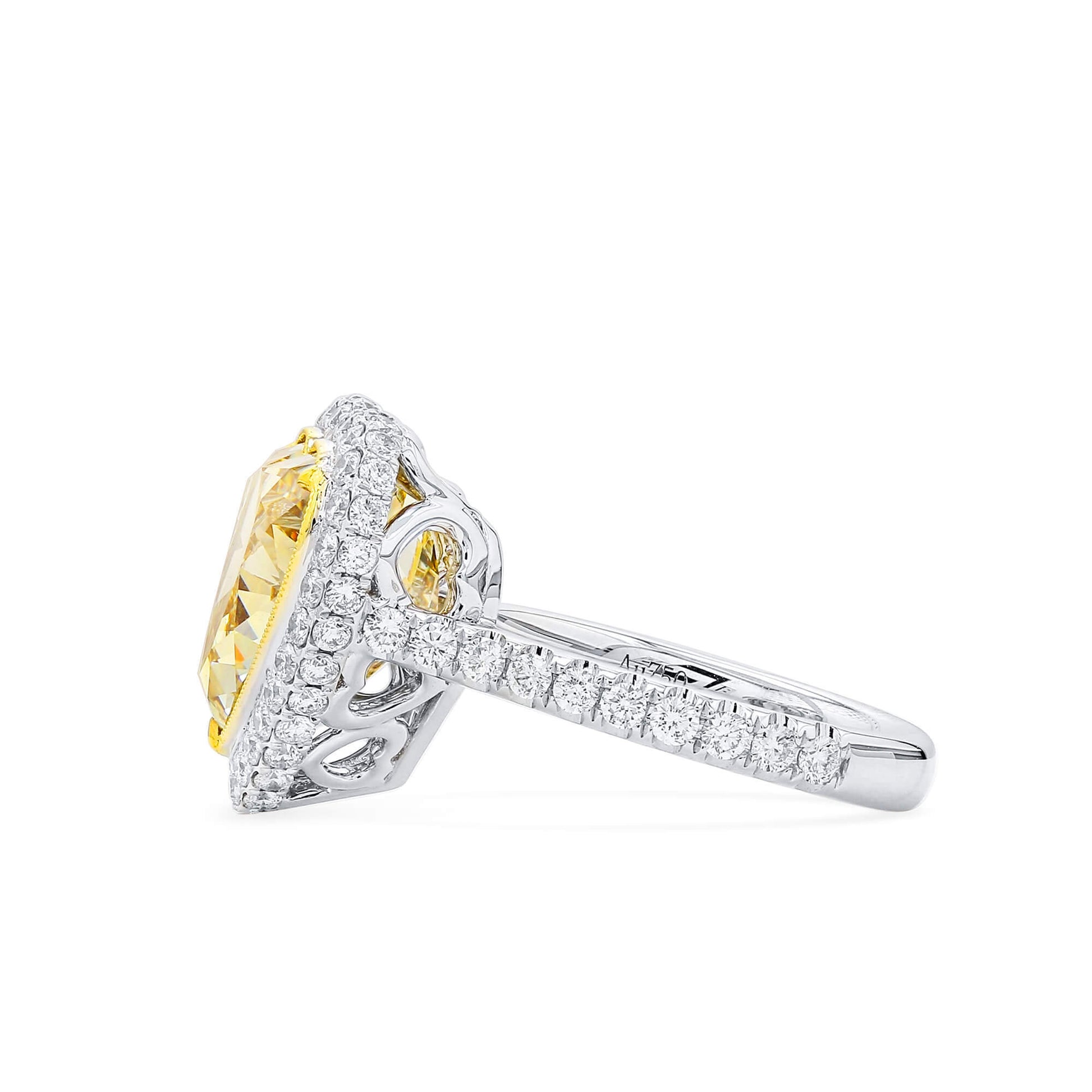 Natural Fancy Brownish Yellow Diamond Halo Ring, 18K White & Yellow Gold, Heart Shape, 8.64 Ct. TW