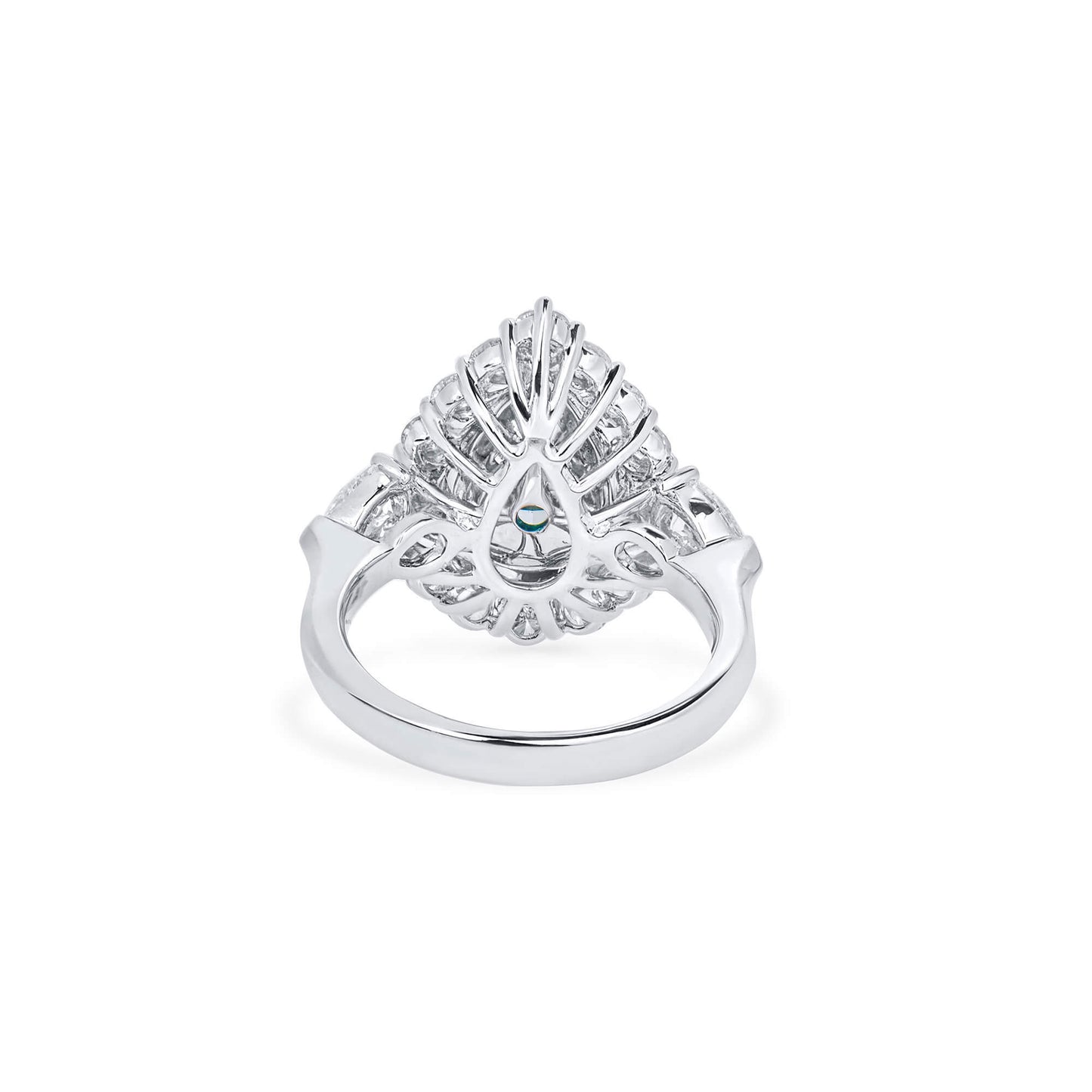 Natural Fancy Grayish Greenish Yellow Diamond Halo Ring, 18K White Gold, Pear Shape, 3.84 Ct. TW